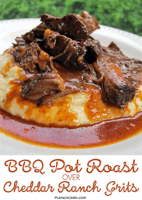 bbq-pot-roast-over-cheddar-ranch-grits-plain-chicken image