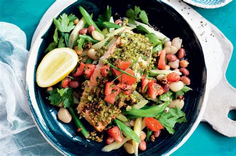 almond-crusted-salmon-with-bean-salad-and-salsa image