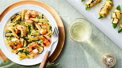 grilled-shrimp-and-squash-pasta-southern-living image