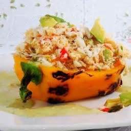 caribbean-crab-salad-in-roasted-peppers-bigoven image