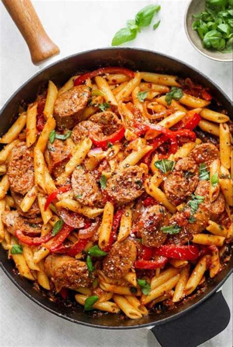 20-minute-sausage-pasta-skillet-recipe-best-crafts image