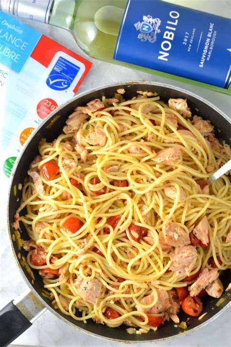 salmon-pasta-in-white-wine-sauce-a-taste-of-madness image