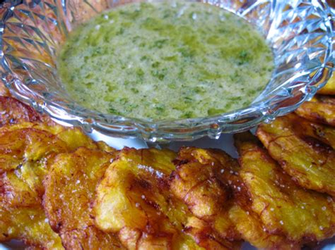 green-plantains-tostones-with-garlic-mojo-dipping image