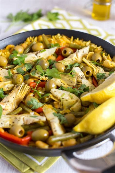 vegetarian-paella-with-artichokes-and-olives image