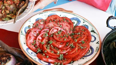 tomato-salad-with-shallot-vinaigrette-capers-and-basil image