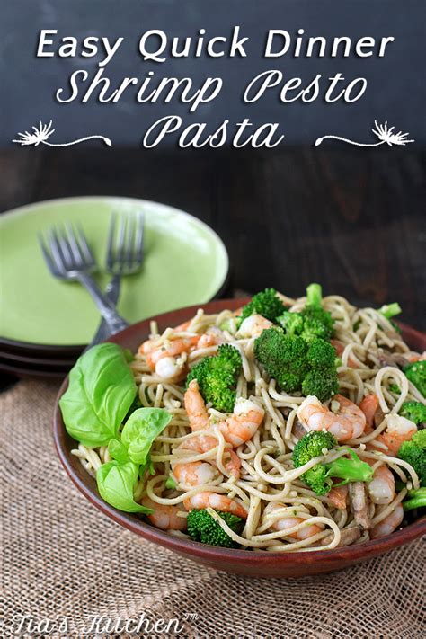 easy-quick-dinner-shrimp-pesto-pasta-gluten-free image