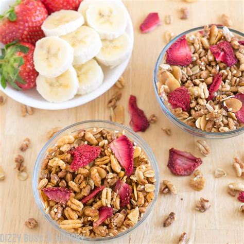 easy-strawberry-granola-with-dried-strawberries-dizzy image