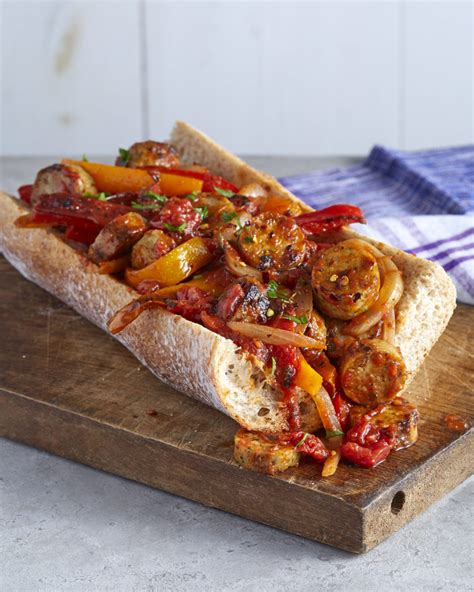 turkey-sausage-with-sauteed-peppers-and-onions-joy-bauer image