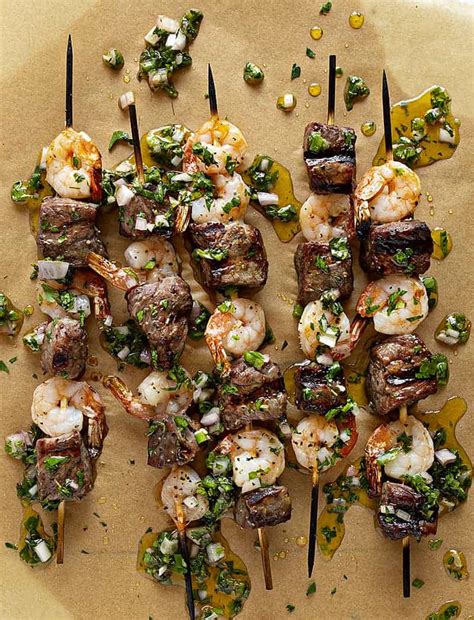 surf-and-turf-kebabs-with-chimichurri-sauce-i-am-baker image