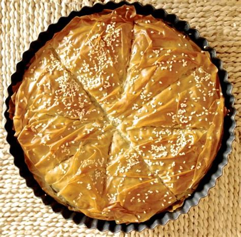 hortopita-greek-savory-pie-with-greens-herbs-and-feta-cheese image