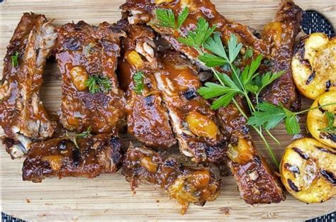 ribs-with-peach-bbq-sauce-two-kooks-in-the-kitchen image
