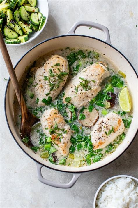 poached-coconut-chicken-with-bok-choy-and-mushrooms image