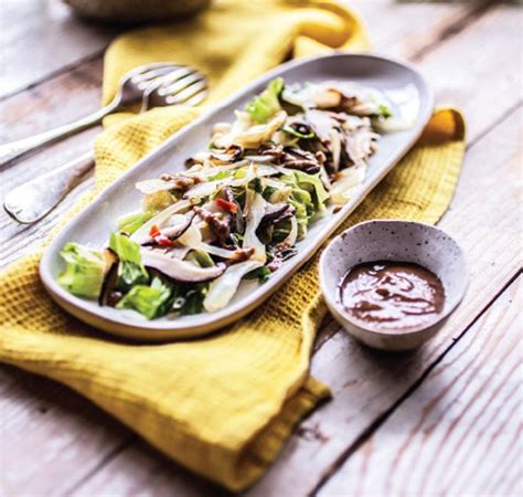 warm-escarole-and-shitake-salad-recipe-healthy image
