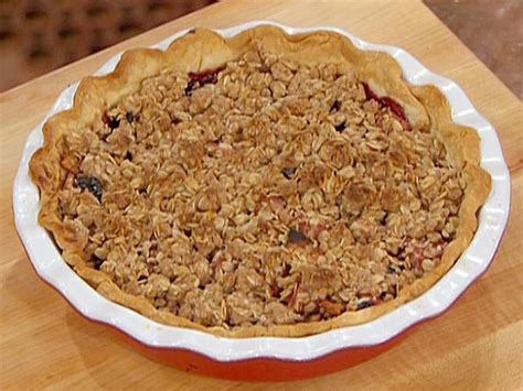 apple-and-cherry-pie-with-oatmeal-crumble-topping image