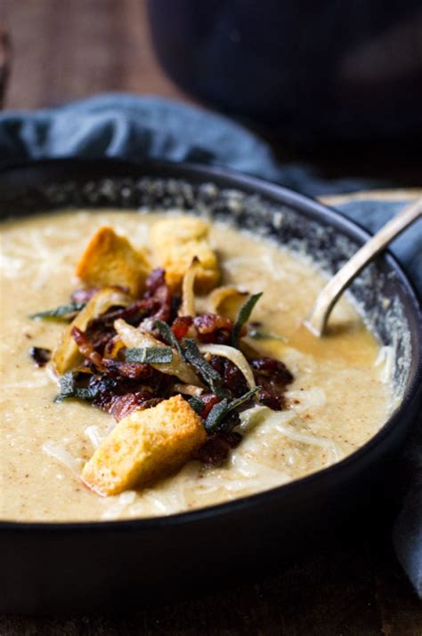 roasted-cauliflower-soup-with-bacon-food-above-gold image