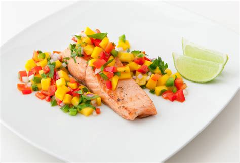 tea-poached-salmon-with-fruit-salsa-unlock-food image