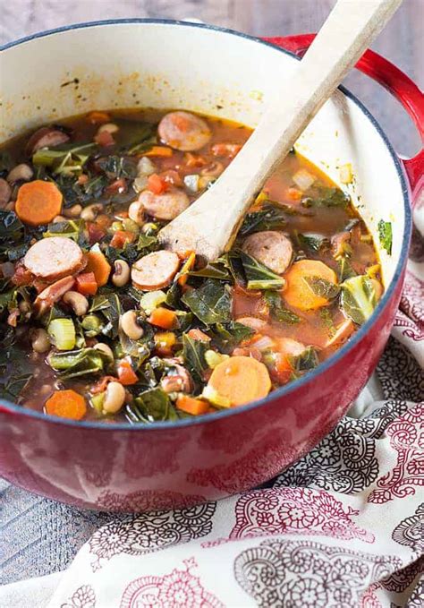 black-eyed-pea-soup-with-collard-greens-and-sausage image
