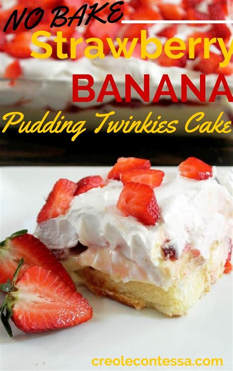 no-bake-strawberry-banana-pudding-twinkies-cake image