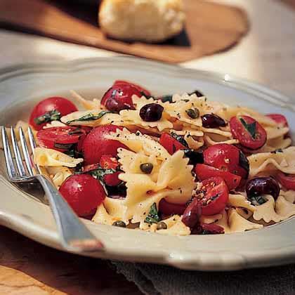 bow-tie-pasta-with-cherry-tomatoes-capers-basil image