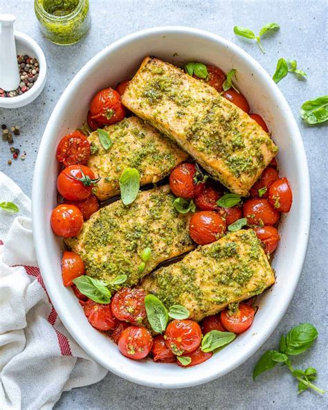 4-ingredients-only-baked-pesto-salmon-healthy-fitness image