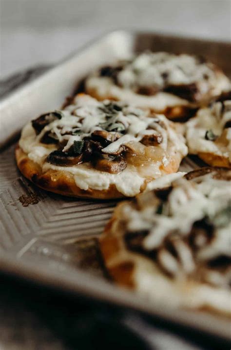mushroom-and-onion-naan-pizzas-easy-dinner-idea image