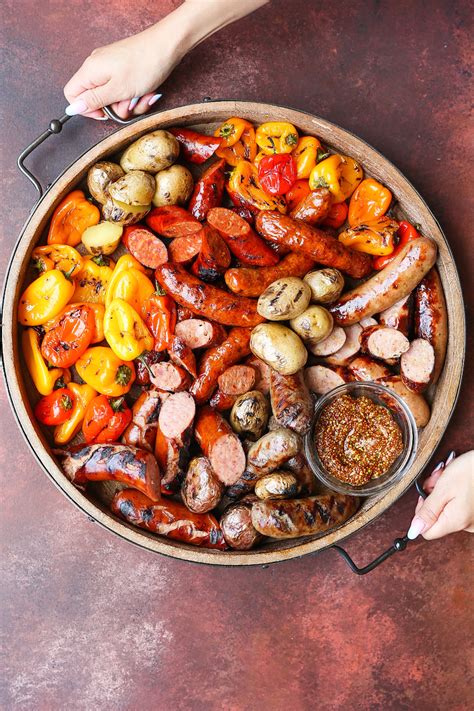 grilled-sausages-peppers-and-potatoes image