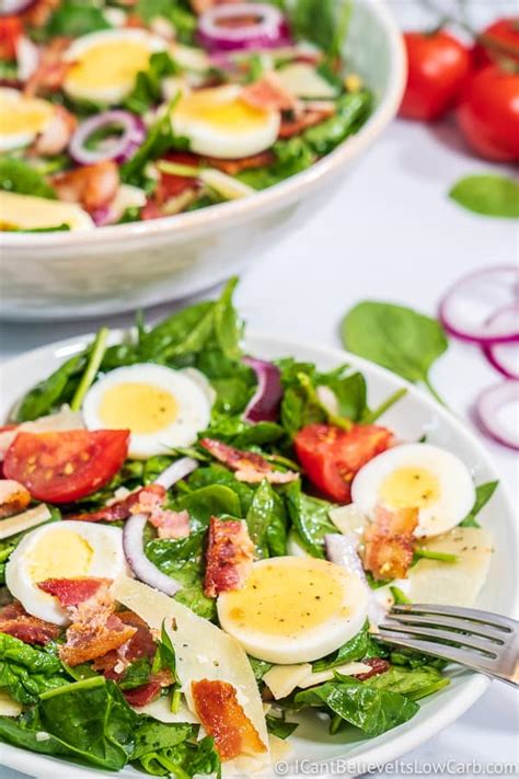 best-spinach-salad-recipe-w-bacon-and-eggs image