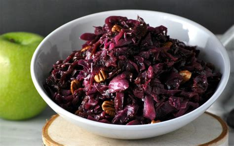 braised-red-cabbage-with-apples-and-pecans-vegan image