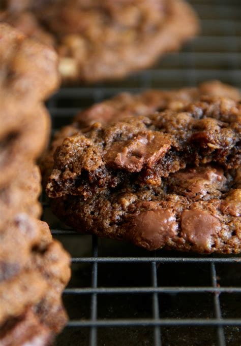double-chocolate-chip-oatmeal-cookies-running image