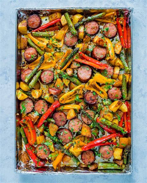 one-pan-honey-garlic-sausage-veggies-for-dinner-in image