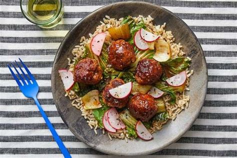 ginger-pork-meatballs-with-bok-choy-sushi-rice image