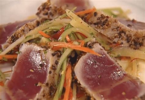 charred-rare-tuna-with-radish-salad-and-soy-ginger image