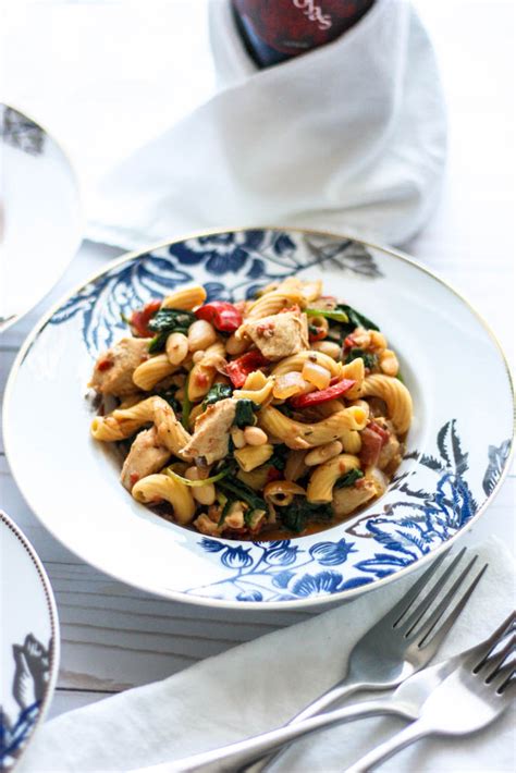 tuscan-chicken-and-white-bean-pasta-miss-allies image