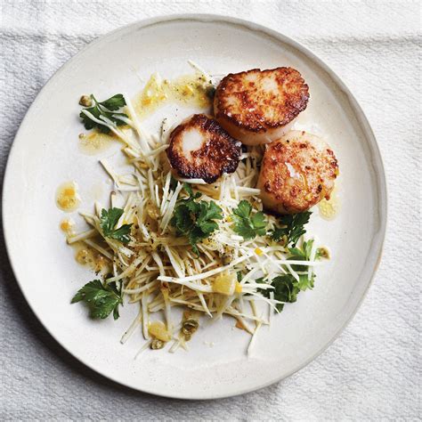 sea-scallops-with-celery-root-and-meyer-lemon-salad image