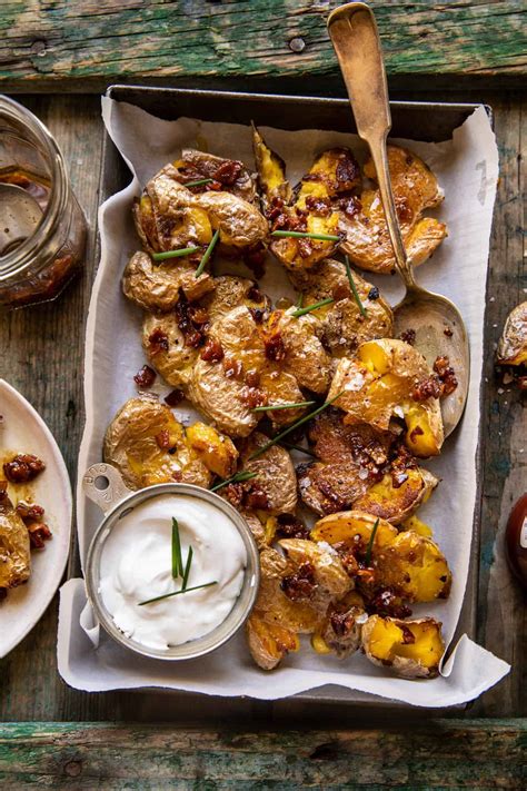 crispy-smashed-potatoes-with-bacon-vinaigrette image