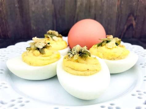 deviled-eggs-with-dill-pickles-and-chips-home-made-lovely image