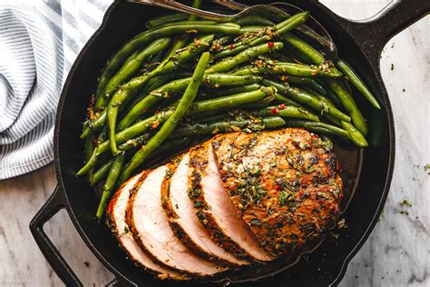roasted-pork-loin-with-green-beans-recipe-eatwell101 image