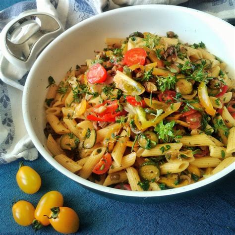 rustic-summer-vegetable-pasta-free-vegan-meal image