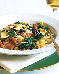farfalle-with-prosciutto-spinach-pine-nuts-and-raisins image