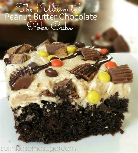 the-ultimate-peanut-butter-chocolate-poke-cake image