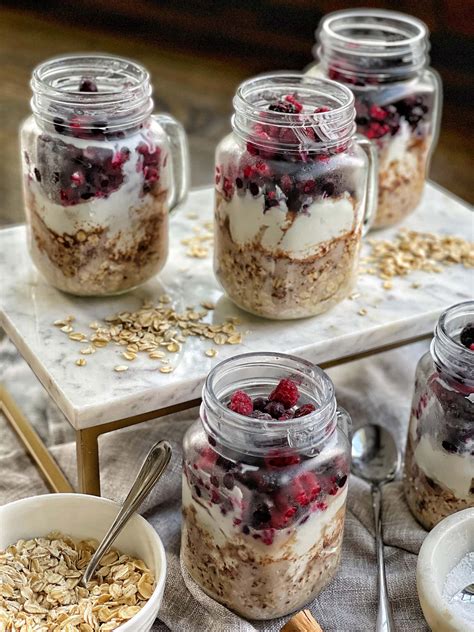 mixed-berry-overnight-oat-and-yogurt-parfaits image