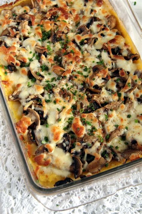 mushroom-polenta-casserole-with-cheese-and-herbs image