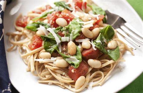 white-beans-spinach-and-tomatoes-over-linguine image