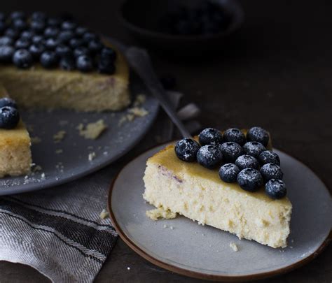 lemon-ricotta-baked-cheesecake-with-blueberries image