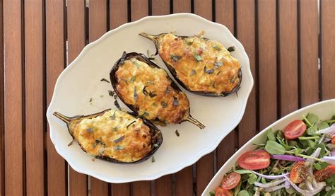 papoutsakia-greek-stuffed-eggplant-recipe-culinary image