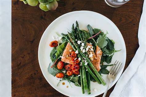 salmon-asparagus-salad-with-blistered-tomatoes image