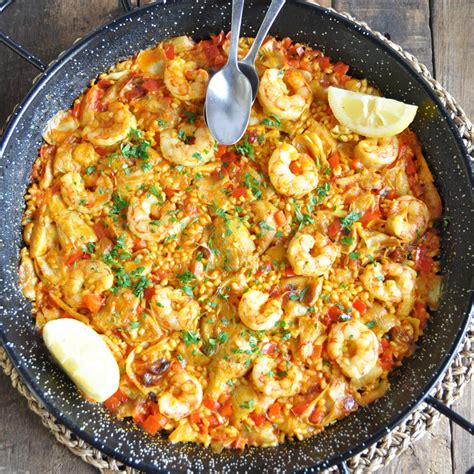 spanish-paella-recipe-with-shrimp-artichoke-hearts image