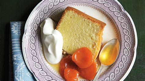 pound-cake-with-grand-marnierpoached-apricots image