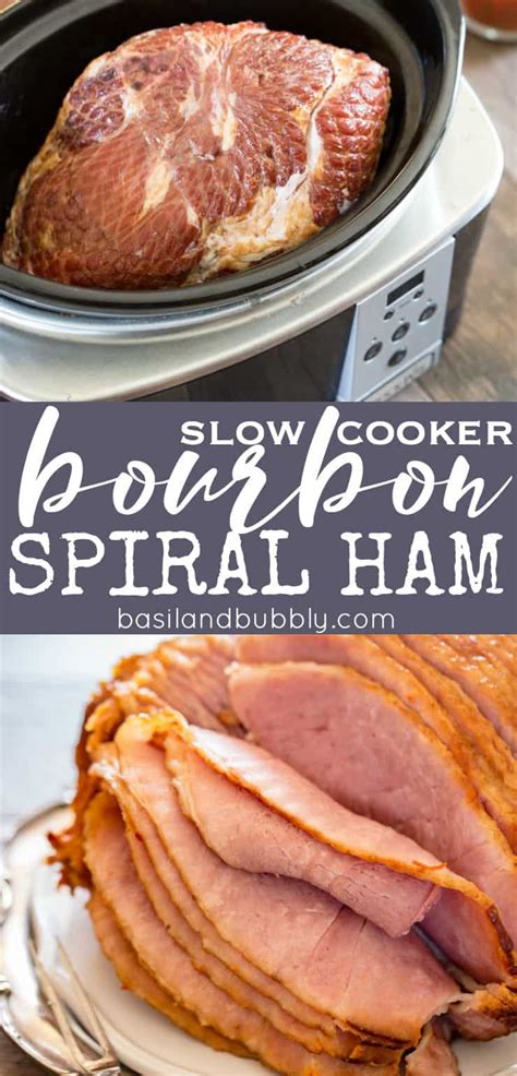 brown-sugar-bourbon-slow-cooker-spiral-ham-basil image