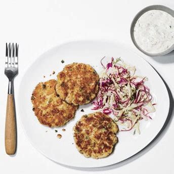 fish-cakes-with-coleslaw-and-horseradish-dill-sauce image